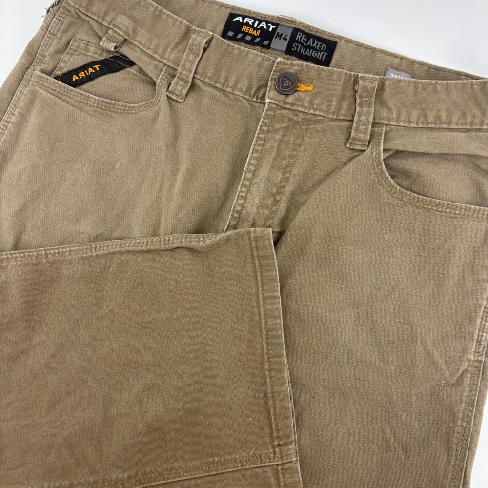 Ariat Rebar M4 Relaxed Straight Mens 30x30 Khaki Fair Workwear‎ Canvas Pants